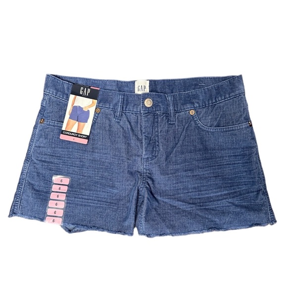 Gap Shorts NWT Corduroy Blue Frayed Hem Soft Stretch New With Tags Size 6 - Picture 1 of 10